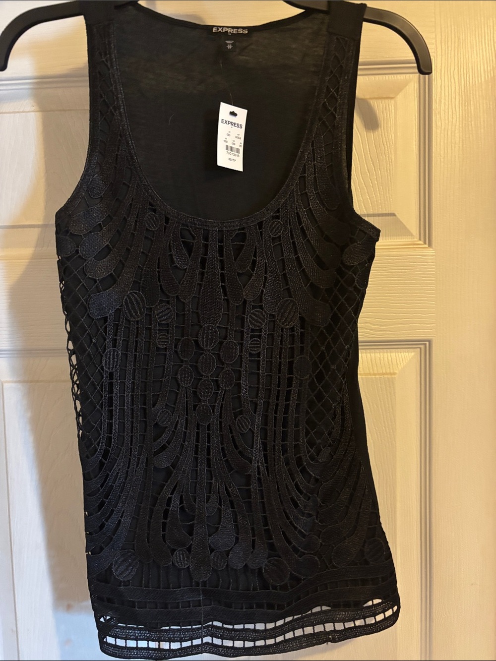 Express Black Crochet Lace Tank Top - Women's Sleeveless Size XS NWT